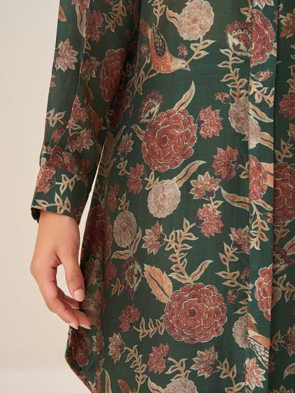Elegant Digital Print Tunic Top