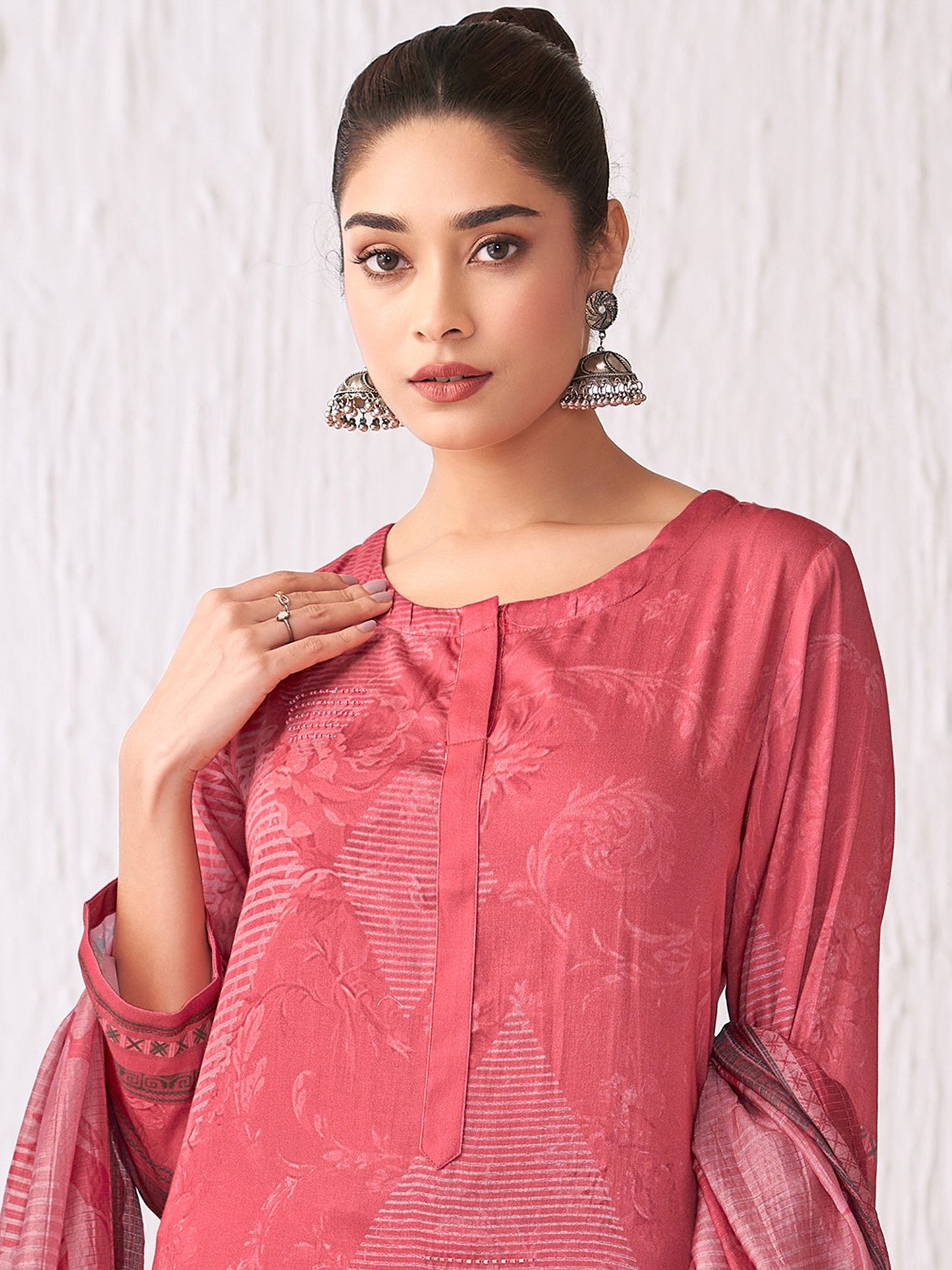 Jhil Mil Elegant Italian Satin  Kurta Unstitched Set with Dupatta