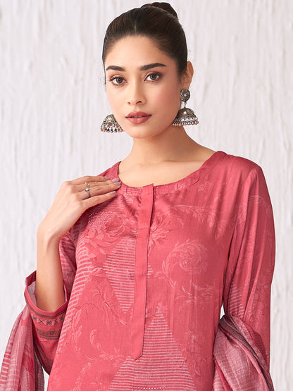 Jhil Mil Elegant Italian Satin  Kurta Unstitched Set with Dupatta
