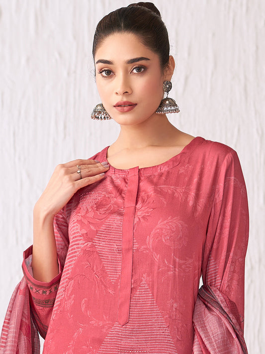 Jhil Mil Elegant Italian Satin  Kurta Unstitched Set with Dupatta