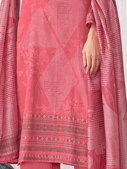 Jhil Mil Elegant Italian Satin  Kurta Unstitched Set with Dupatta