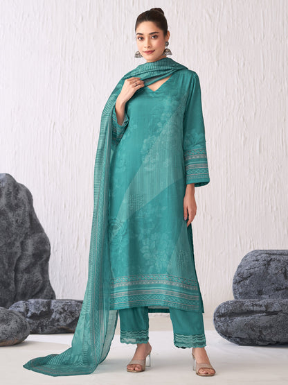 Jhil Mil Handcrafted Italian Satin  Kurta Set with Dupatta