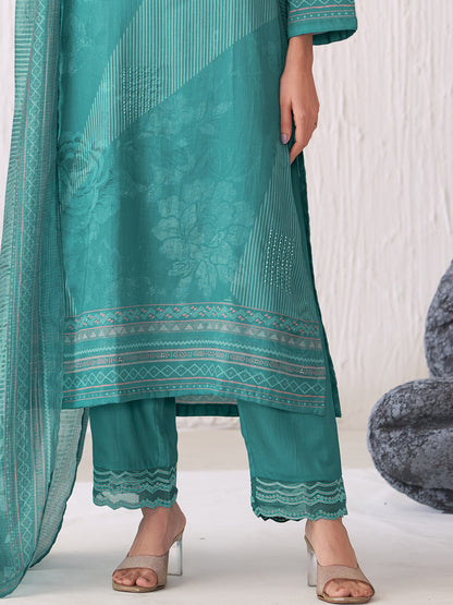 Jhil Mil Handcrafted Italian Satin  Kurta Set with Dupatta