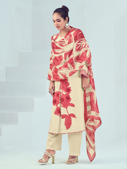 SEJAL CHIKU Pure Muslin Suit Set with Exquisite Handwork & Embroidery