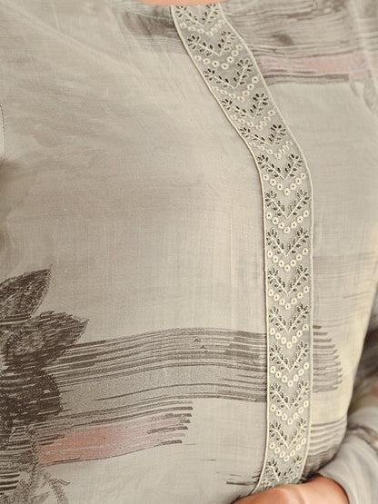 ASMITA CREAM Pure Muslin Suit Set With Fancy Handwork And Embroidery