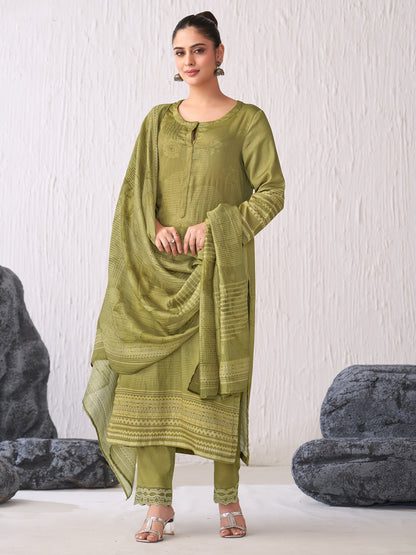 Jhil Mil Handcrafted Italian Satin  Kurta Set with Dupatta