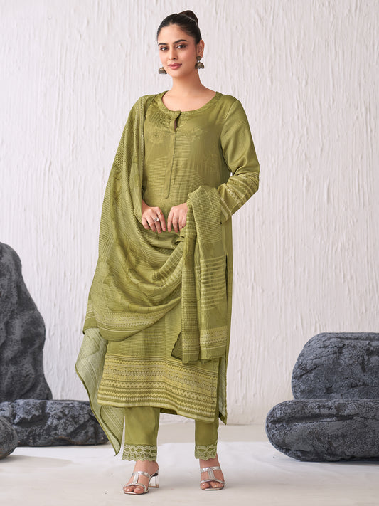 Jhil Mil Handcrafted Italian Satin  Kurta Set with Dupatta