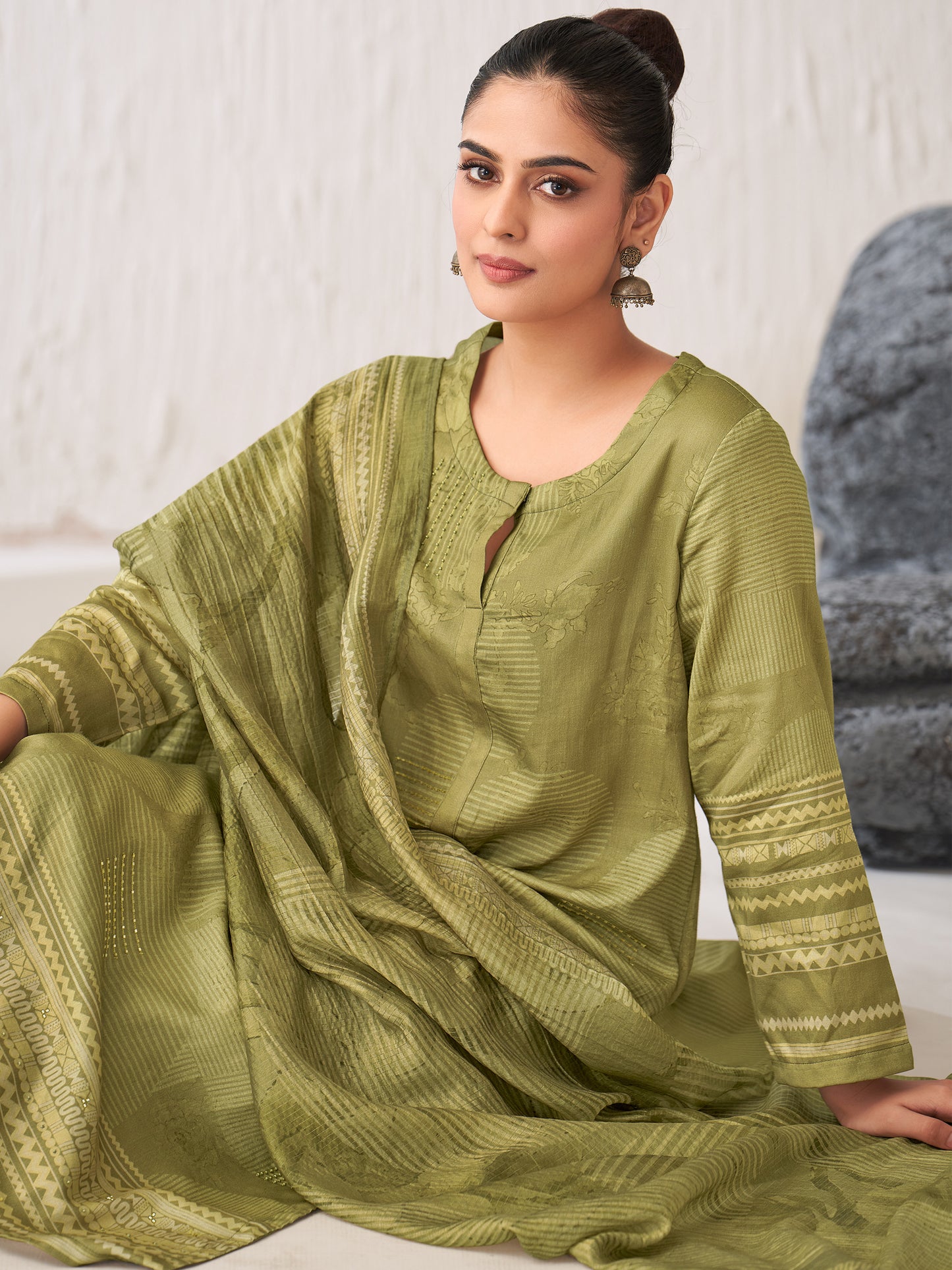 Jhil Mil Luxe Italian Satin  Kurta Set with Dupatta