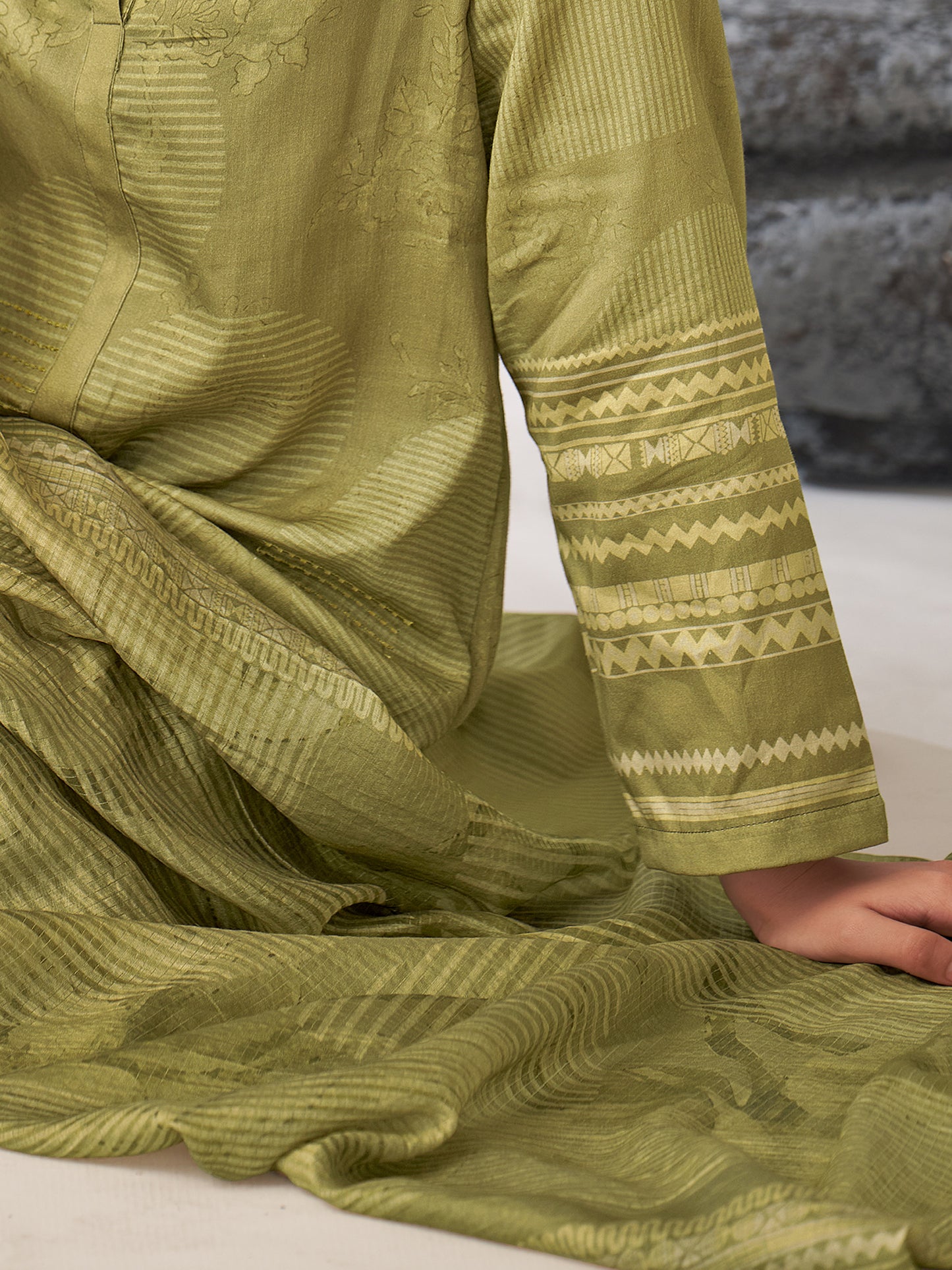 Jhil Mil Handcrafted Italian Satin  Kurta Set with Dupatta