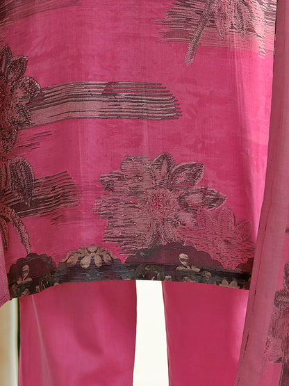 ASMITA PINK Pure Muslin Unstitched Set With Fancy Handwork And Embroidery