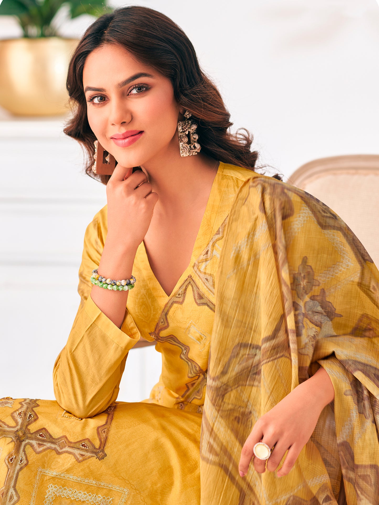 Zerina Yellow Blossom Pure Cotton Suit Set with Exquisite Handwork
