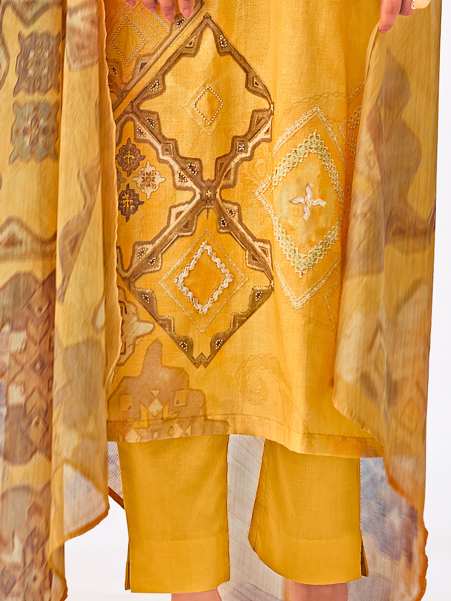 Zerina Yellow Blossom Pure Cotton Suit Set with Exquisite Handwork