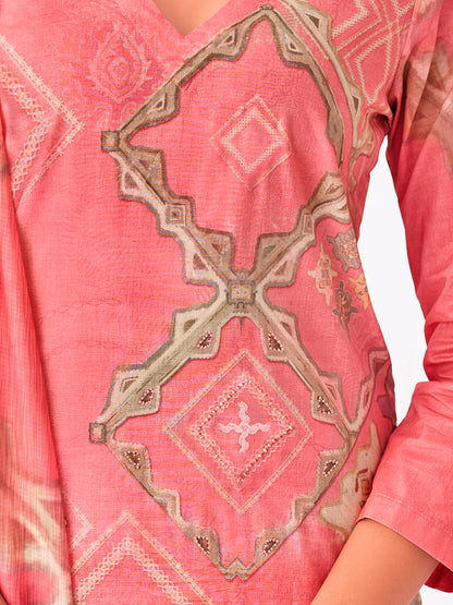 Zerina Blush Elegance Pure Cotton Unstitched Set with Exquisite Handwork