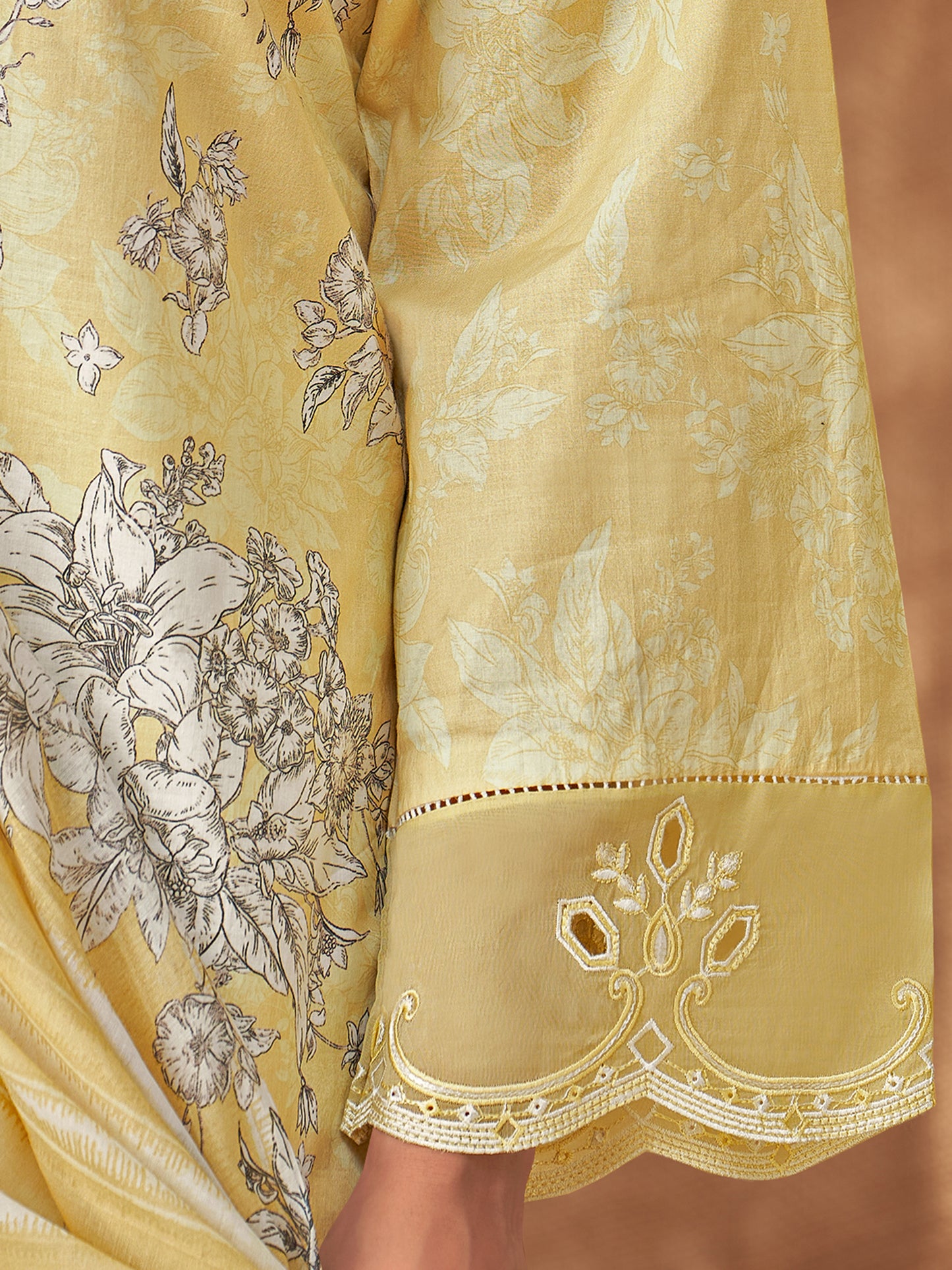 PRISHA MUSTARD Pure Cotton Suit Set with Exquisite Handwork and Embroidery