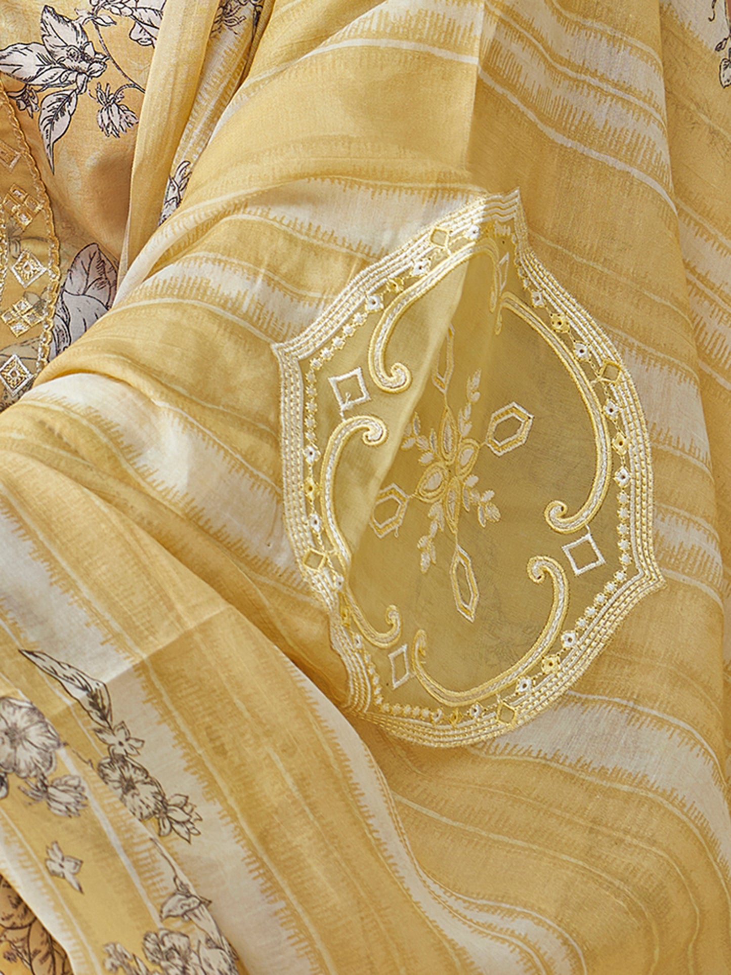 PRISHA MUSTARD Pure Cotton Suit Set with Exquisite Handwork and Embroidery