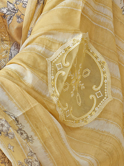 PRISHA MUSTARD Pure Cotton Suit Set with Exquisite Handwork and Embroidery