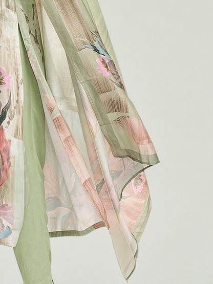 Zeenat Pista Glow Pure Cotton Unstitched Set with Exquisite Handwork