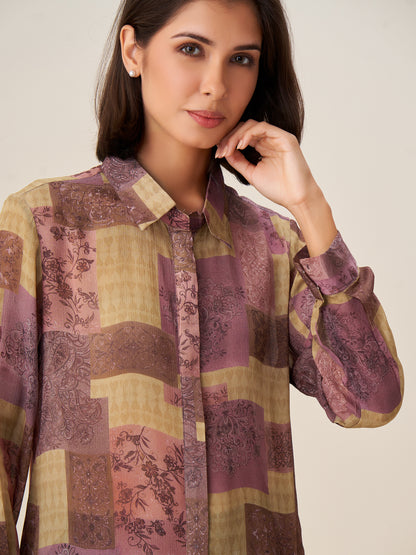 Elegant Digital Print Tunic Top