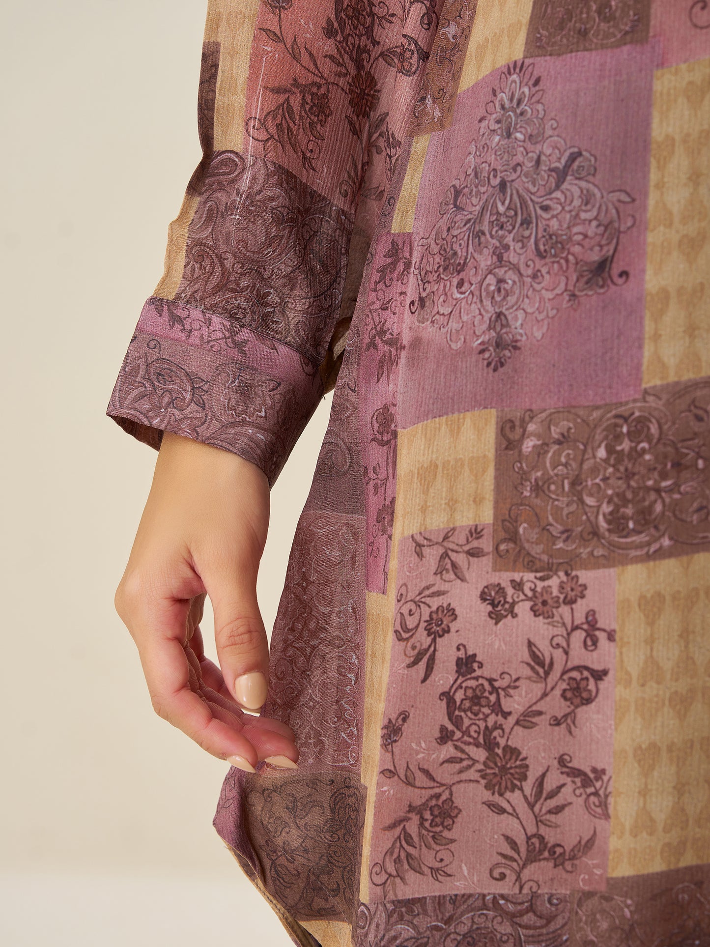 Elegant Digital Print Tunic Top