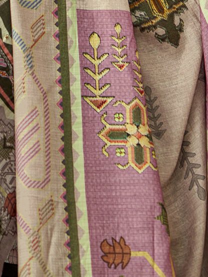 ANVESHA Mehendi - Muslin Suit Set With  Handwork