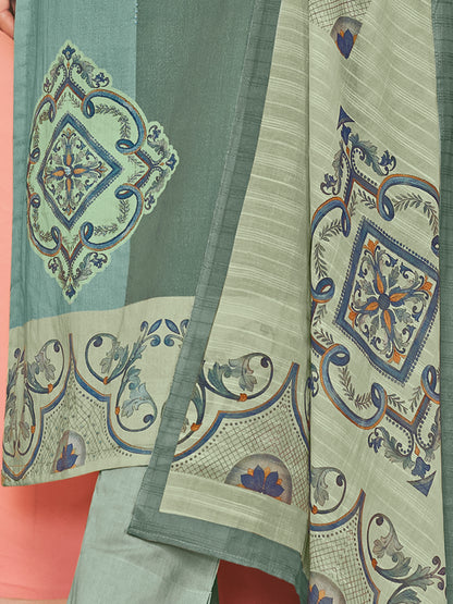 RAHEELA DUSTY TEAL Pure Cotton Suit Set with Intricate Handwork