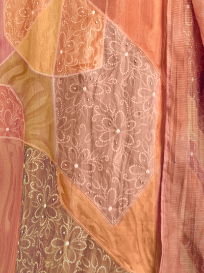 ALEENA LIGHT PEACH Pure Cotton Suit Set with Delicate Handwork