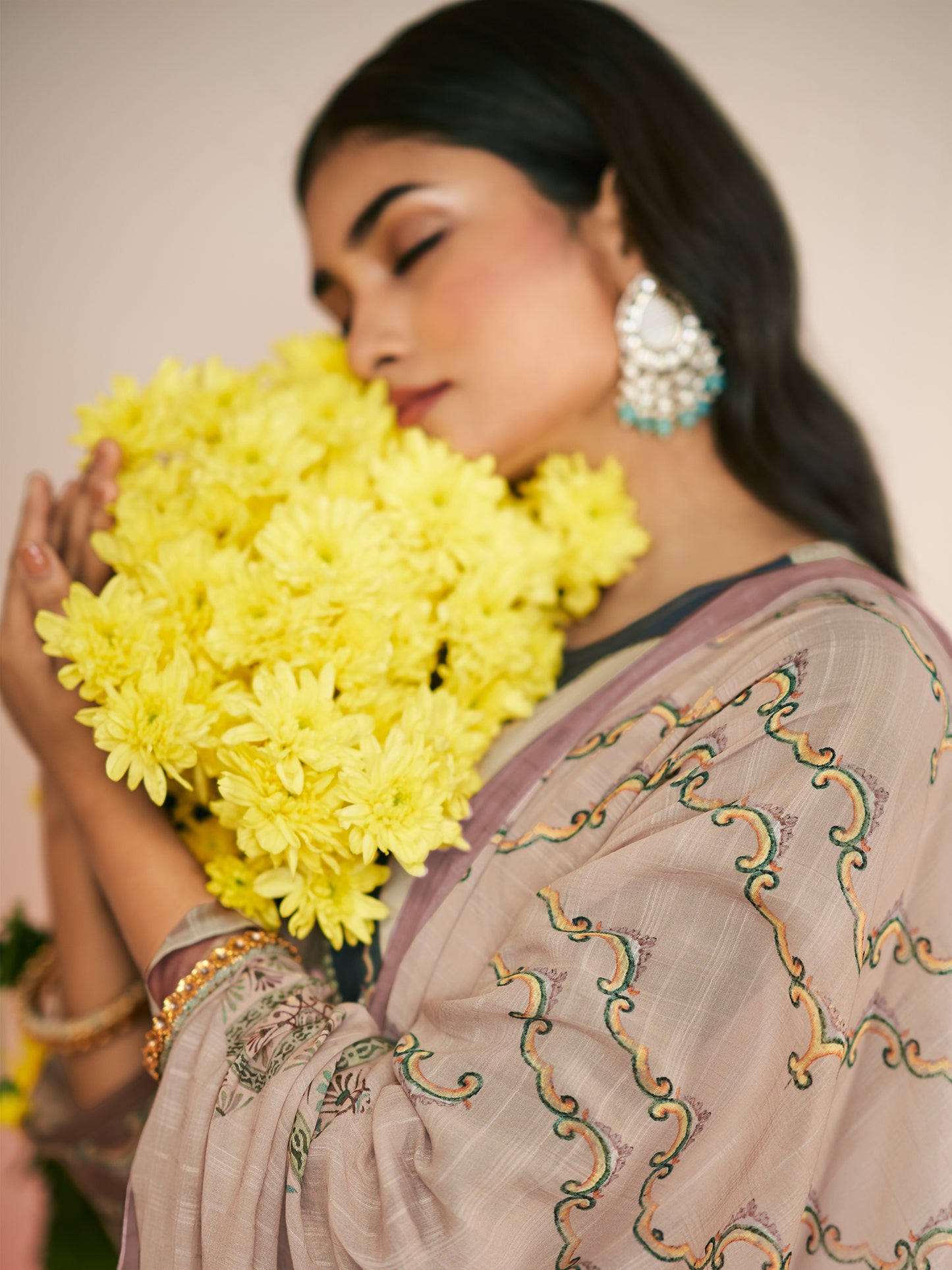 RAHEELA BEIGE  Pure Cotton Unstitched Set with Intricate Handwork