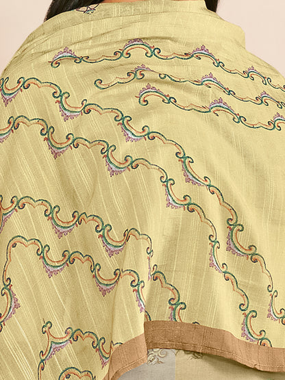 RAHEELA LIGHT YELLOW  Pure Cotton Unstitched Set with Intricate Handwork