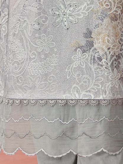 KRITIKA Light Grey Pure Cotton Suit Set with Delicate Handwork