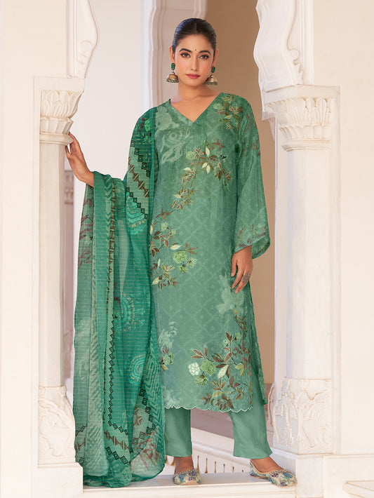 SHAGUN RAMA Simmer Unstitched Set With  Handwork &Embroidery Or Threadle