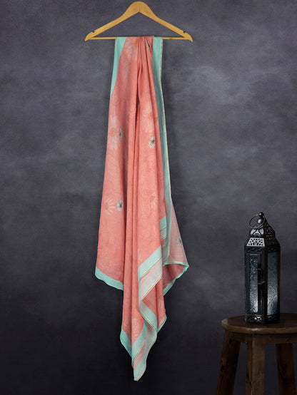 Premium Cotton Muslin Base Dupatta Rust Firoji