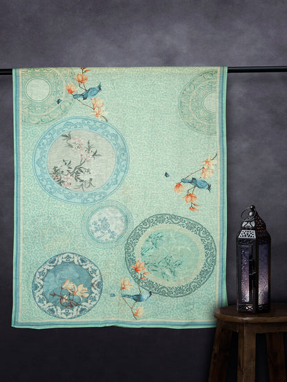 Elegant Linen Fancy Dupatta Light Rama