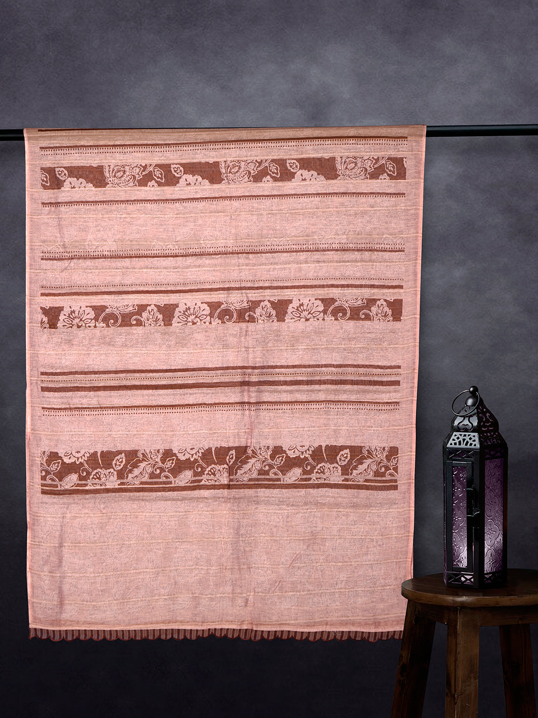 Elegant Linen Fancy Dupatta Peach