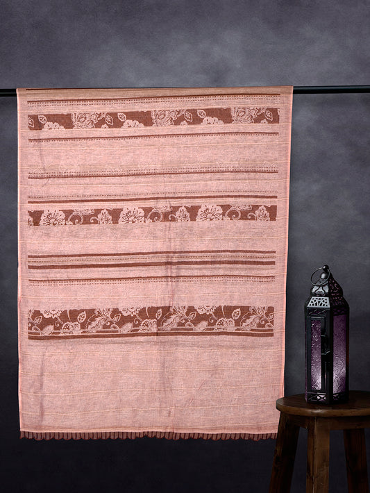 Elegant Linen Fancy Dupatta Peach