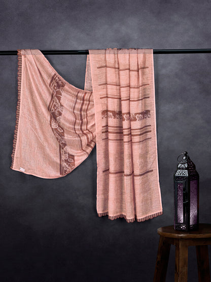 Elegant Linen Fancy Dupatta Peach