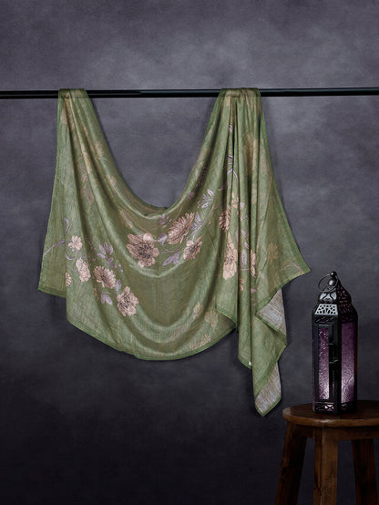 Elegant Linen Fancy Dupatta Light Green