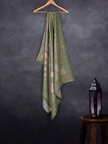 Elegant Linen Fancy Dupatta Light Green