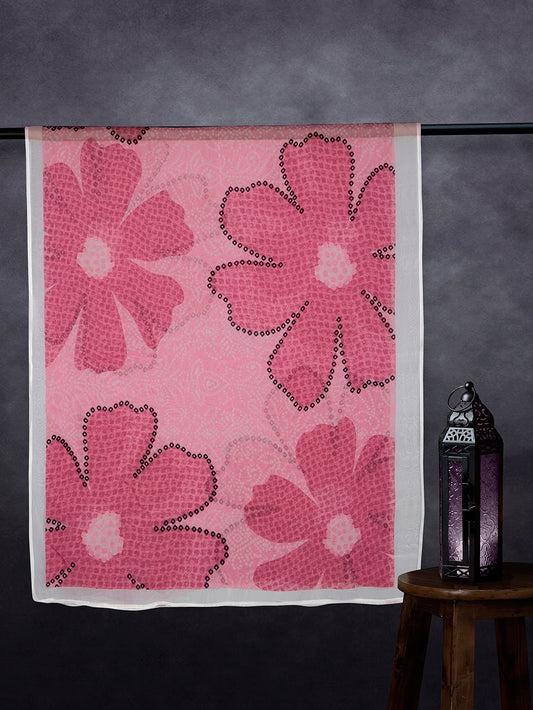Luxe Organza Base Dupatta White Pink