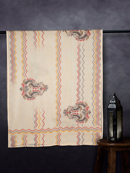 Stylish Cotton Print Fancy Dupatta Peach
