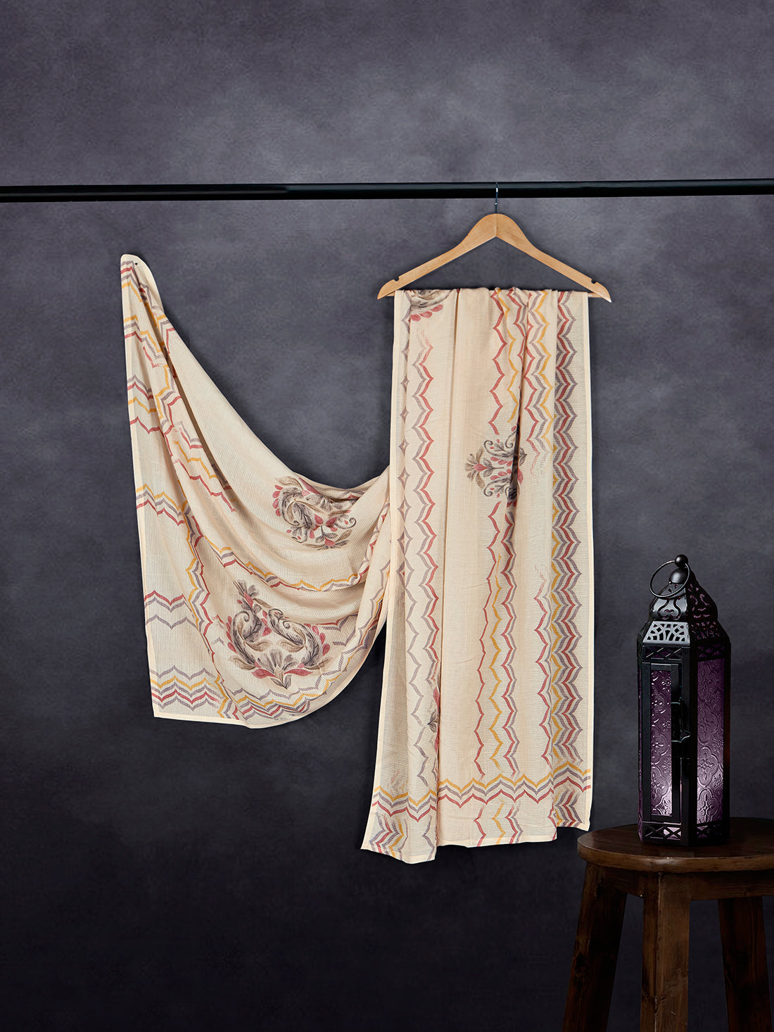 Stylish Cotton Print Fancy Dupatta Peach