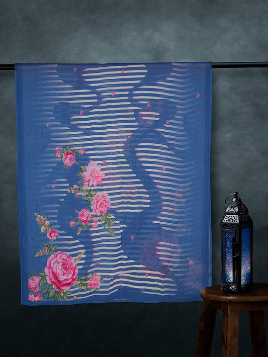 Luxe Organza Base Dupatta Blue