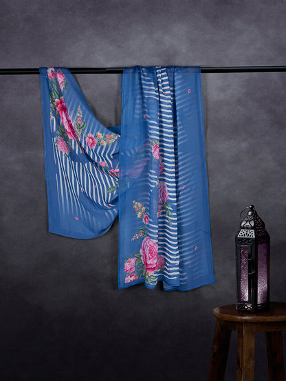 Luxe Organza Base Dupatta Blue