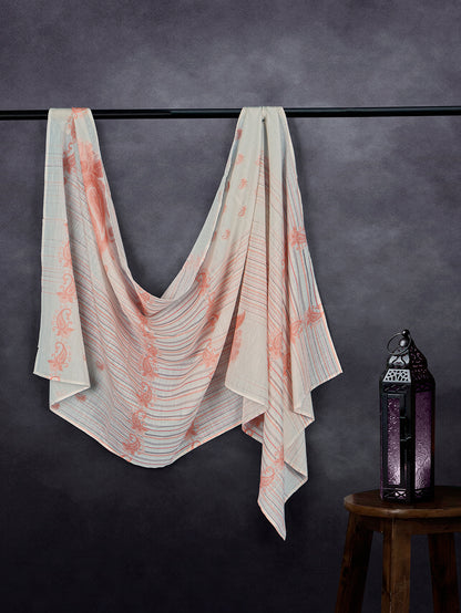 Elegant Linen Fancy Dupatta White