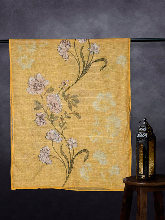 Elegant Linen Fancy Dupatta Yellow