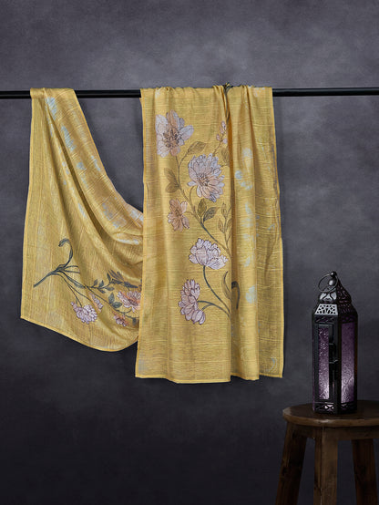 Elegant Linen Fancy Dupatta Yellow