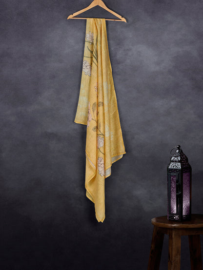 Elegant Linen Fancy Dupatta Yellow