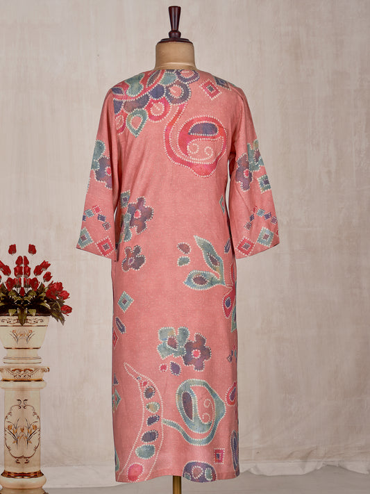 Opulent Rust Pure Base Fancy Kurti with Warm Hues and Elegant Detailing