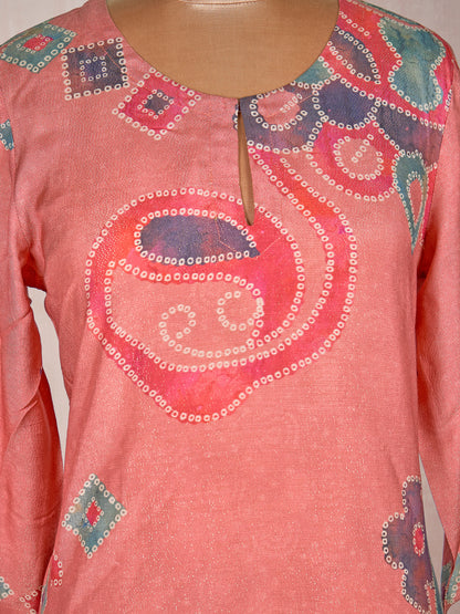 Opulent Rust Pure Base Fancy Kurti with Warm Hues and Elegant Detailing