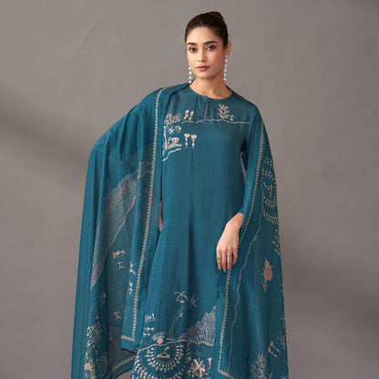 Habiba Radiance Pure Italian Satin Kurta Unstitched Set With Dupatta
